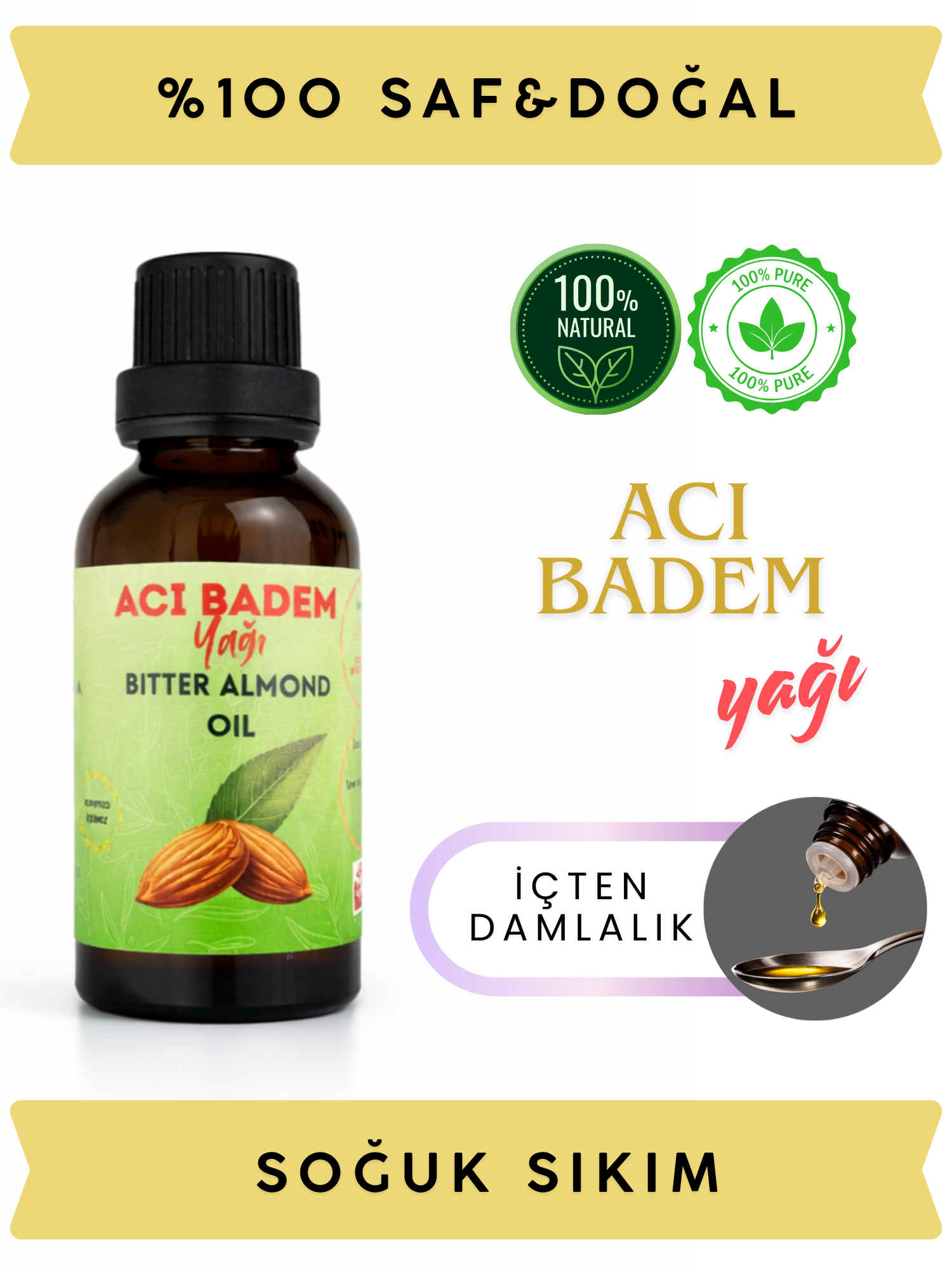 Acı Badem Yağı · Soğuk Sıkım · 50 ml - Görsel 3
