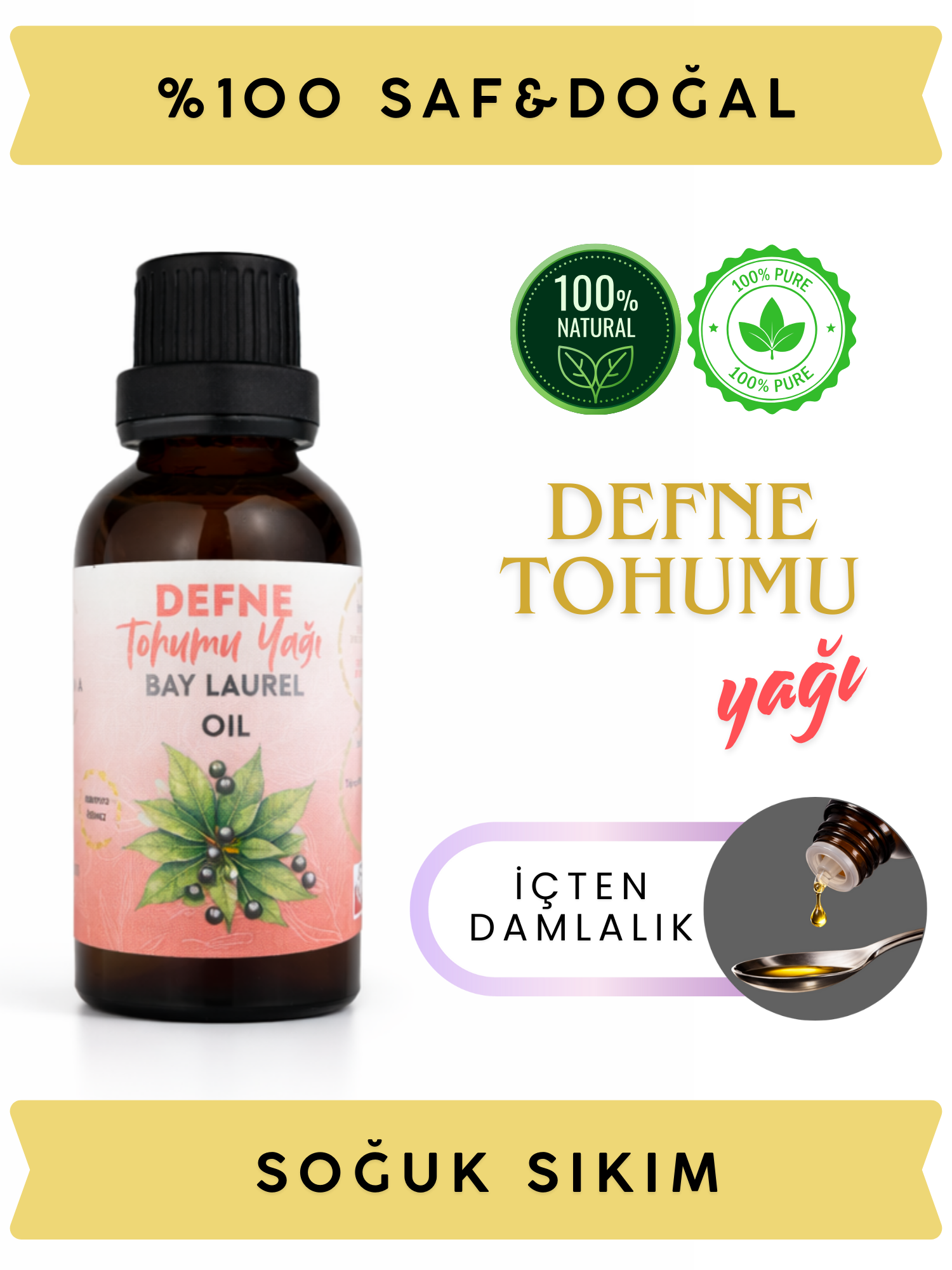 Defne Tohumu Yağı · Soğuk Sıkım · 50 ml - Görsel 3