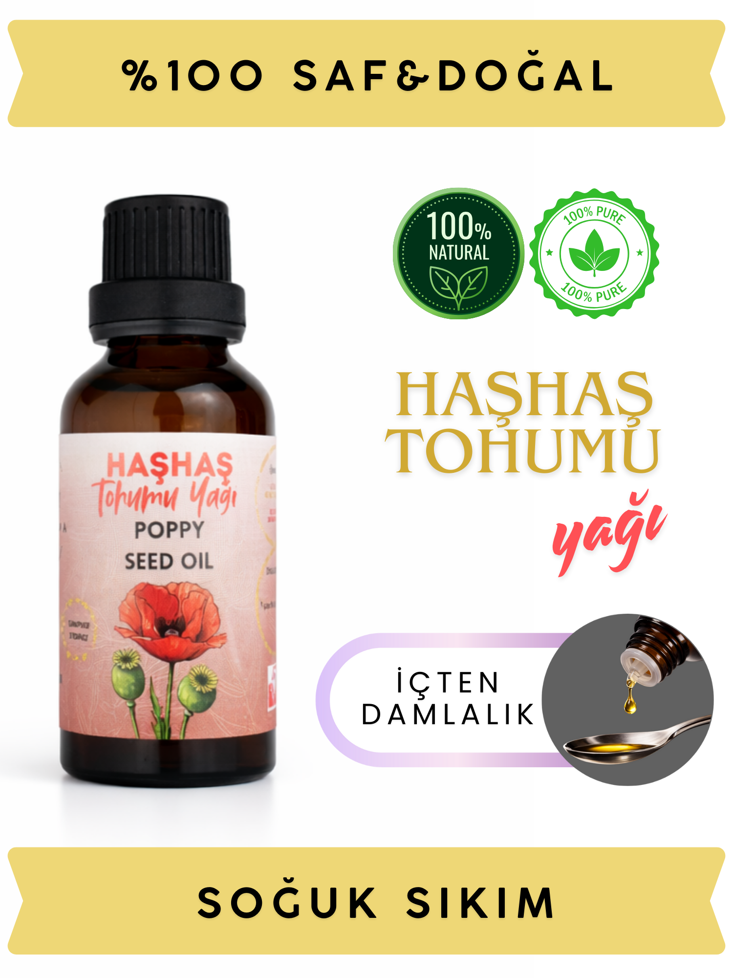 Haşhaş Tohumu Yağı · Soğuk Sıkım · 50 ml - Görsel 3