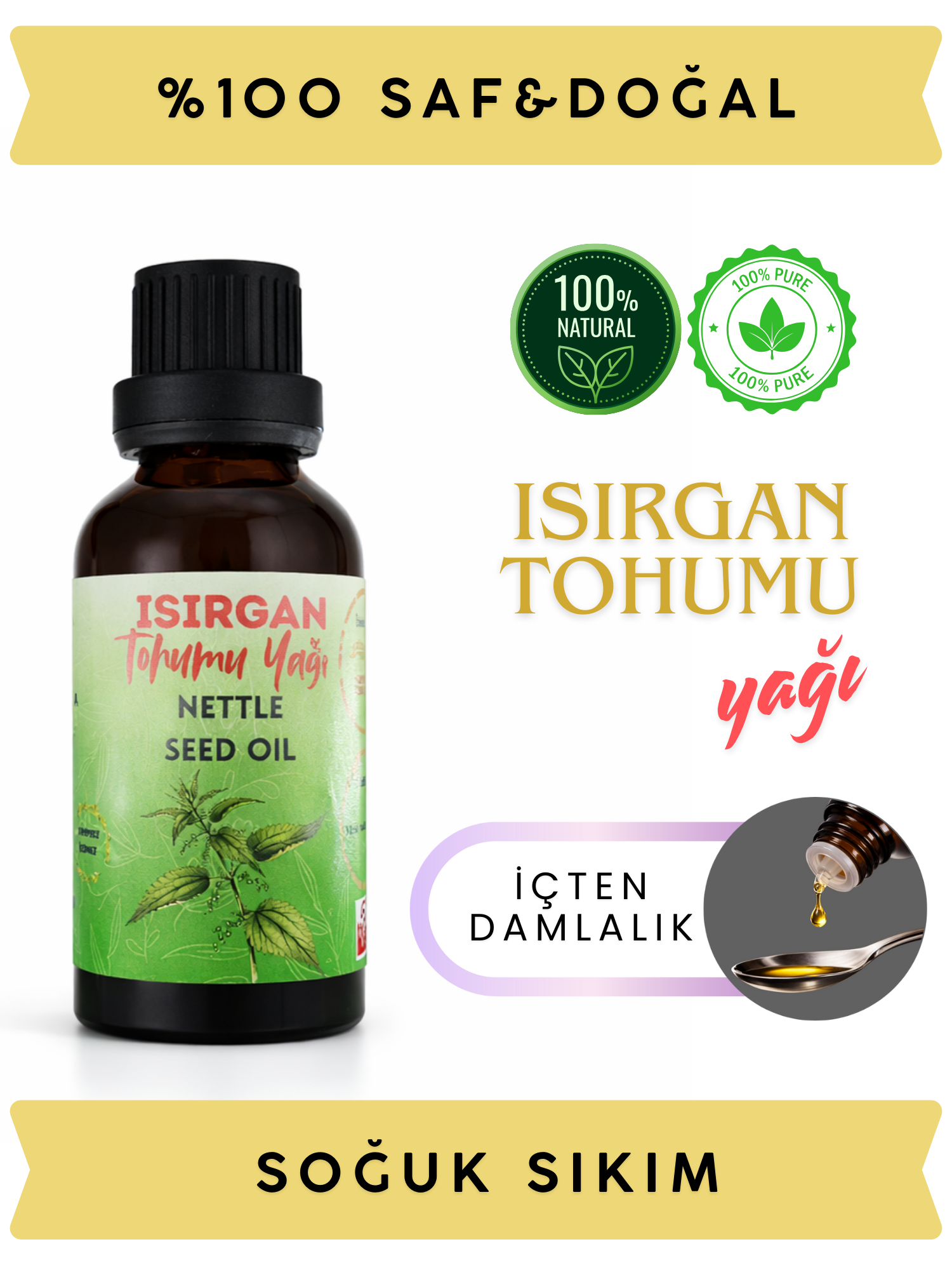 Isırgan Tohumu Yağı · Soğuk Sıkım · 50 ml - Görsel 2