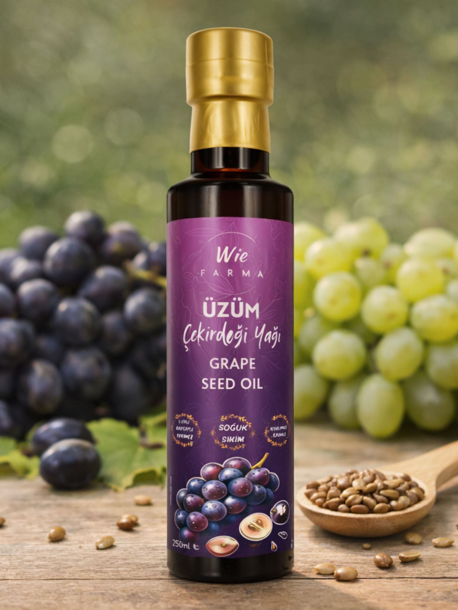 Üzüm Çekirdeği Yağı · Soğuk Sıkım · 250 ml - Görsel 2